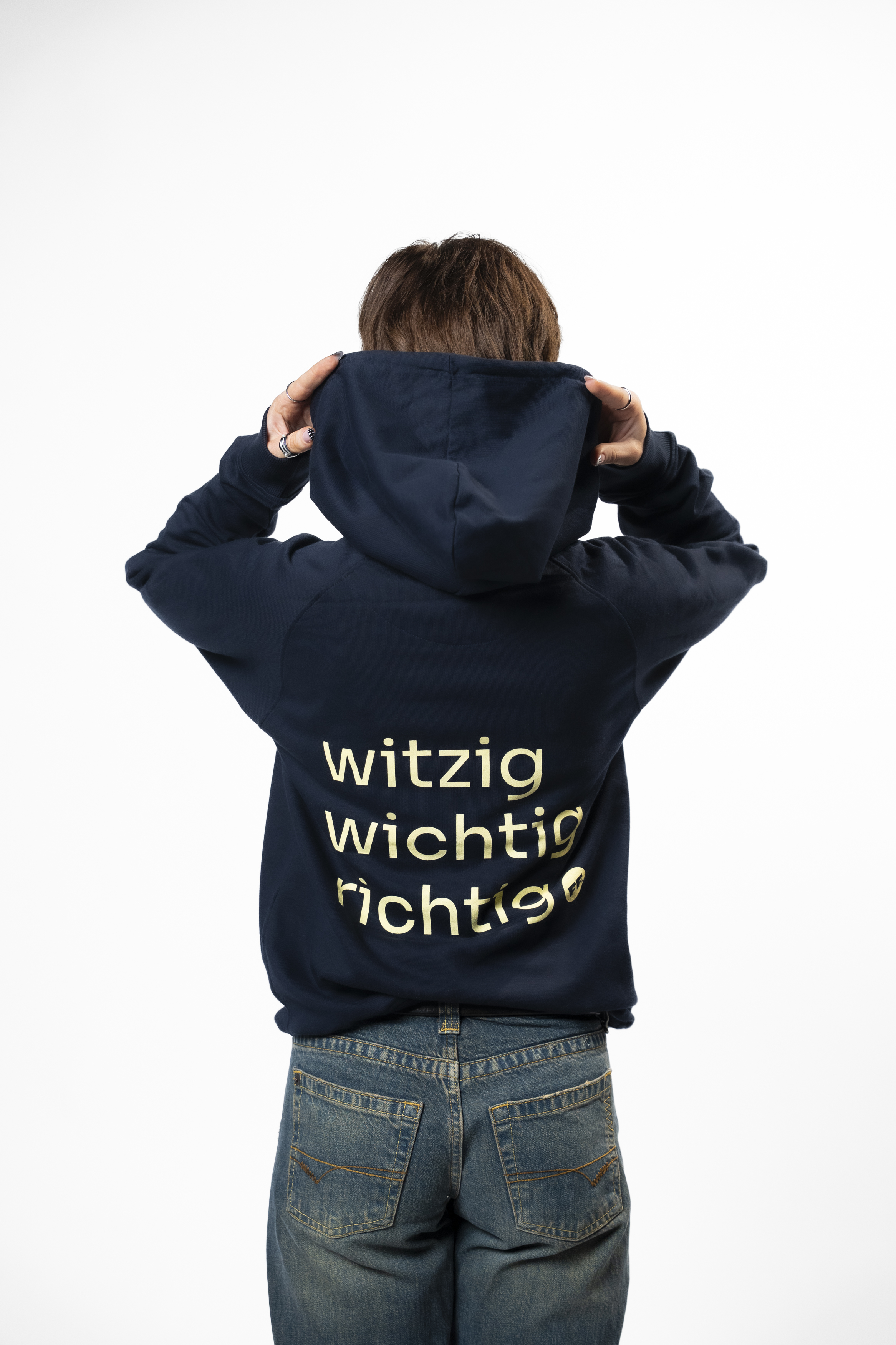 Hoodie "witzig wichtig richtig" navy